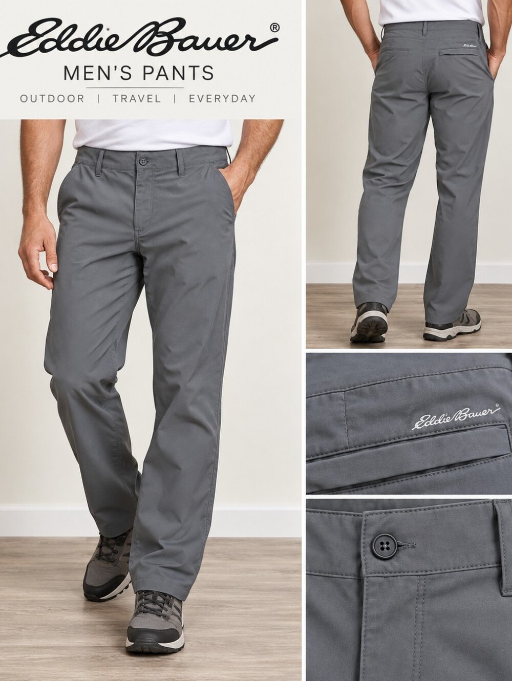 Eddie Bauer Men's Charcoal Chinos